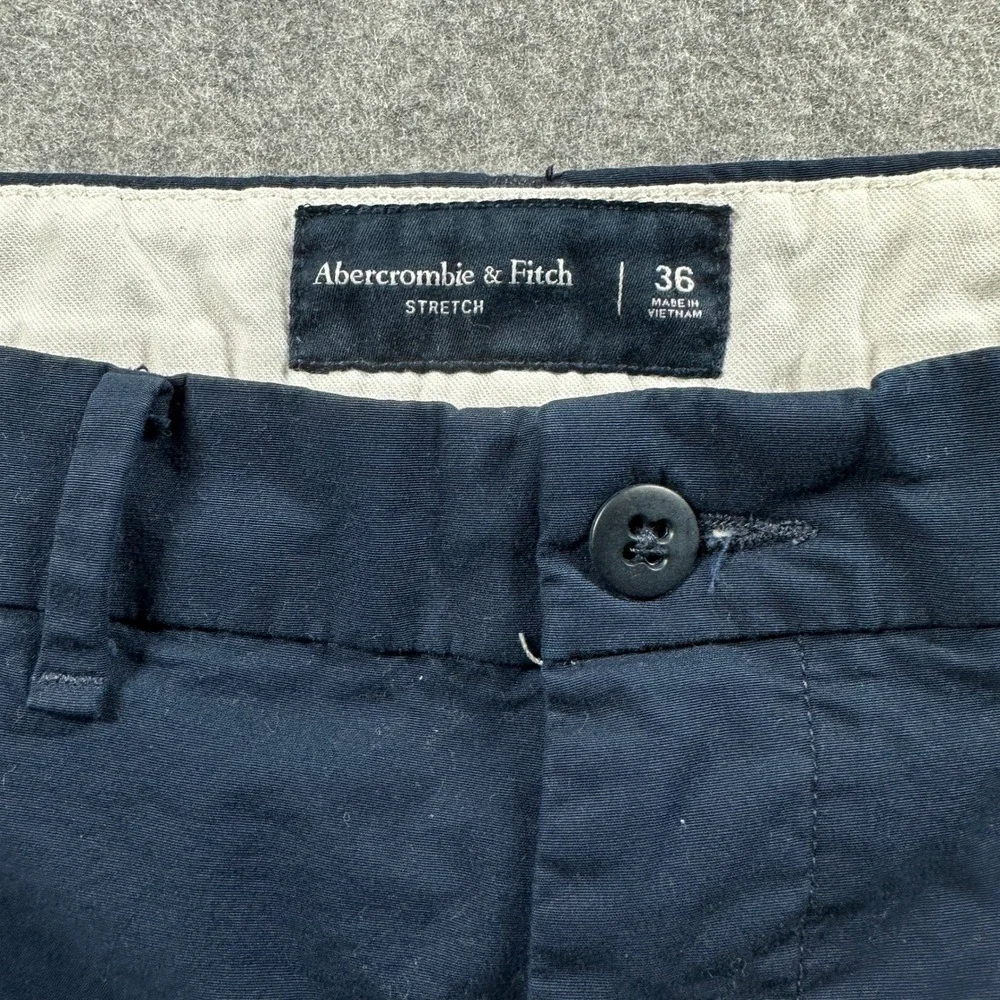 Abercrombie & Fitch Chino Shorts Mens 36 Navy Blue Slim Fit Stretch Summer